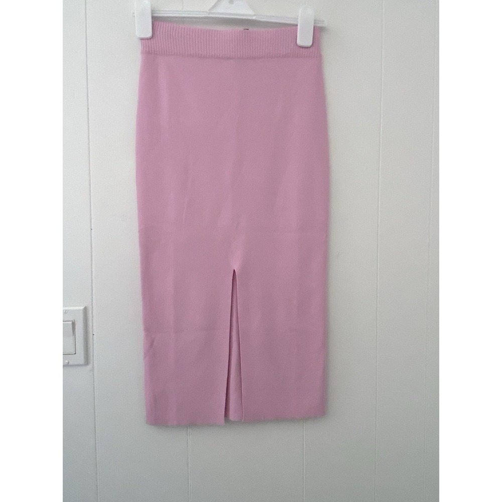 VICI Lilac Purple Ribbed Knit Midi Pencil Skirt Front Slit Small NWT - Picture 1 of 6